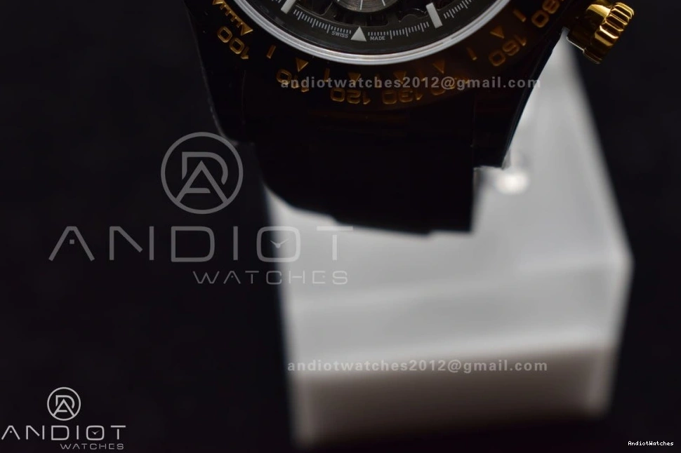 Colorful Ceramic Dial PVD on Strap Blaken GETF Skeleton Edition Rubber Best Daytona Bezel Gold SA 523 Black 0211